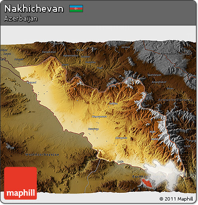Physical 3D Map of Nakhichevan, darken