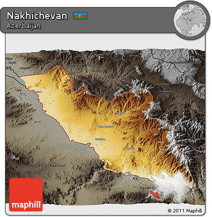Physical 3D Map of Nakhichevan, darken, semi-desaturated