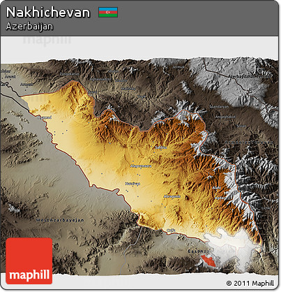Physical 3D Map of Nakhichevan, darken, semi-desaturated
