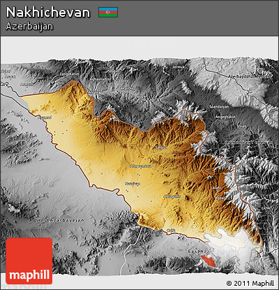 Physical 3D Map of Nakhichevan, desaturated