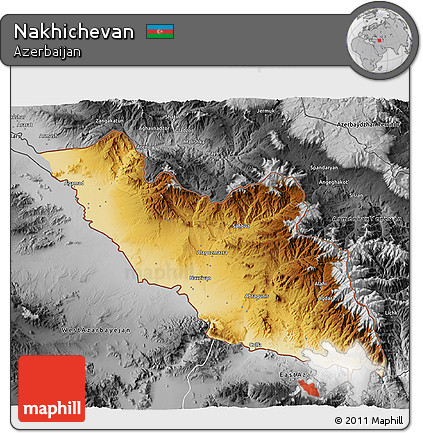 Physical 3D Map of Nakhichevan, desaturated