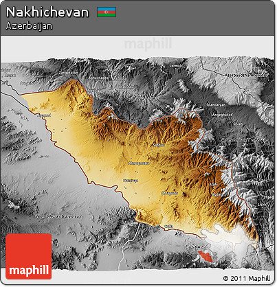 Physical 3D Map of Nakhichevan, desaturated