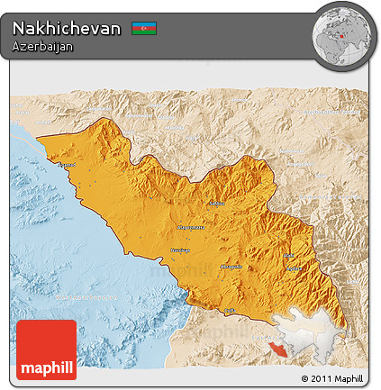 Political 3D Map of Nakhichevan, lighten