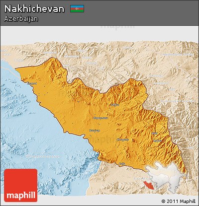 Political 3D Map of Nakhichevan, lighten