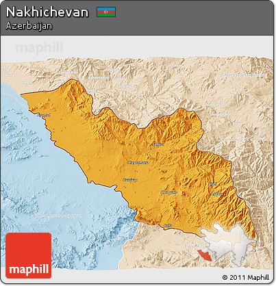 Political 3D Map of Nakhichevan, lighten