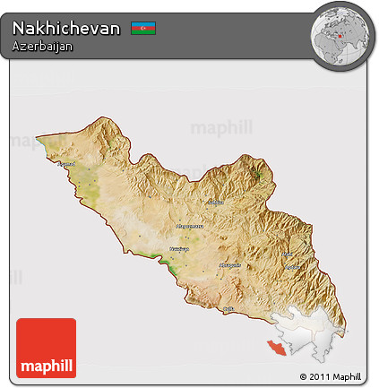 Satellite 3D Map of Nakhichevan, cropped outside