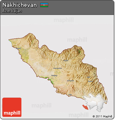 Satellite 3D Map of Nakhichevan, cropped outside