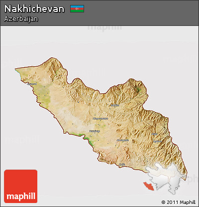 Satellite 3D Map of Nakhichevan, cropped outside