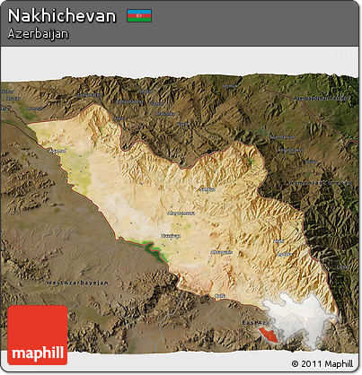 Satellite 3D Map of Nakhichevan, darken