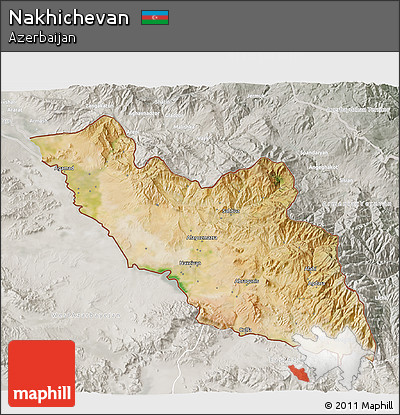 Satellite 3D Map of Nakhichevan, lighten, semi-desaturated