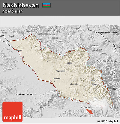 Shaded Relief 3D Map of Nakhichevan, desaturated