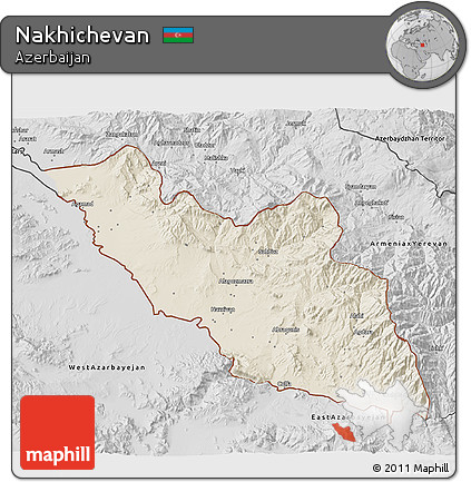 Shaded Relief 3D Map of Nakhichevan, desaturated