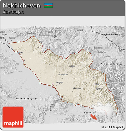 Shaded Relief 3D Map of Nakhichevan, desaturated