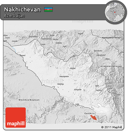 Silver Style 3D Map of Nakhichevan