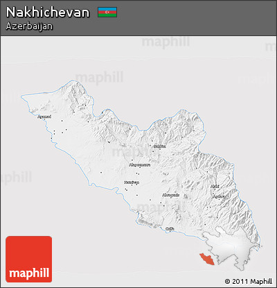 Silver Style 3D Map of Nakhichevan, single color outside