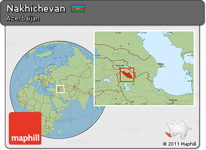 Savanna Style Location Map of Nakhichevan, within the entire country