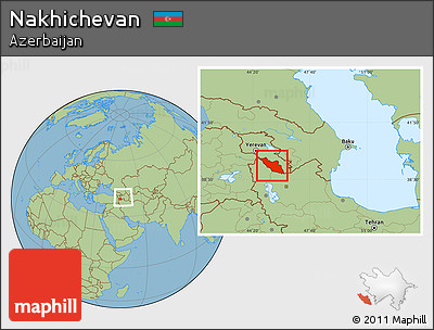 Savanna Style Location Map of Nakhichevan, within the entire country