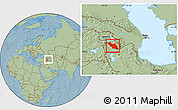 Savanna Style Location Map of Nakhichevan, within the entire country, hill shading