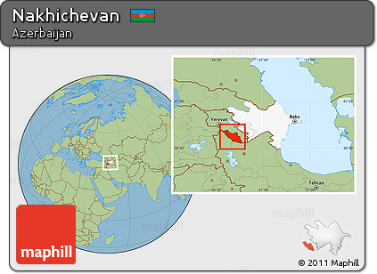 Savanna Style Location Map of Nakhichevan, highlighted country, within the entire country