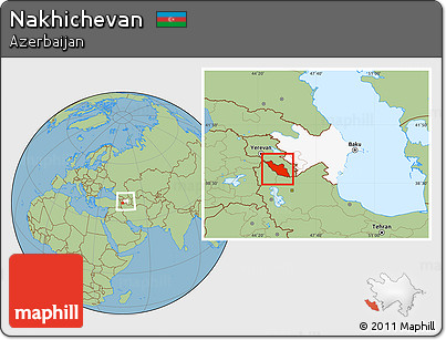 Savanna Style Location Map of Nakhichevan, highlighted country, within the entire country