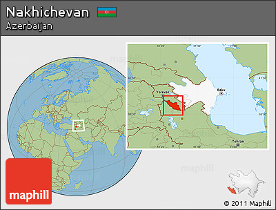 Savanna Style Location Map of Nakhichevan, highlighted country, within the entire country
