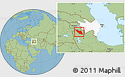 Savanna Style Location Map of Nakhichevan, highlighted country, within the entire country