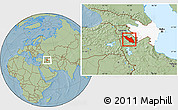 Savanna Style Location Map of Nakhichevan, highlighted country, hill shading