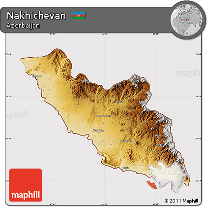 Physical Map of Nakhichevan, cropped outside