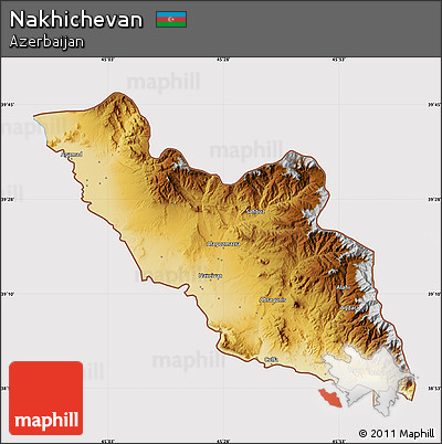 Physical Map of Nakhichevan, cropped outside