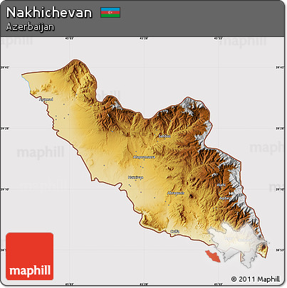 Physical Map of Nakhichevan, cropped outside
