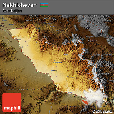 Physical Map of Nakhichevan, darken