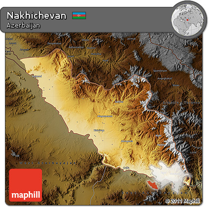 Physical Map of Nakhichevan, darken