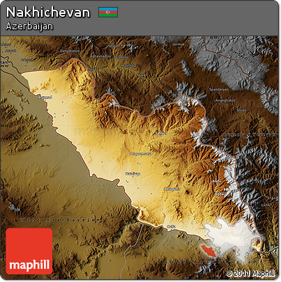 Physical Map of Nakhichevan, darken