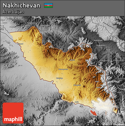 Physical Map of Nakhichevan, desaturated