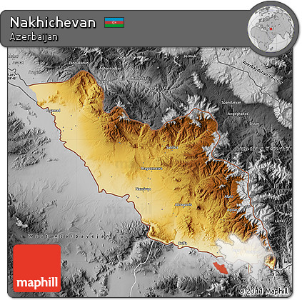 Physical Map of Nakhichevan, desaturated