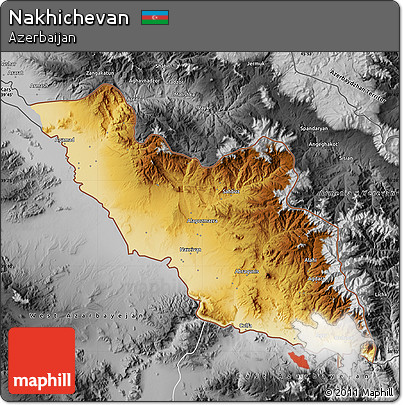 Physical Map of Nakhichevan, desaturated