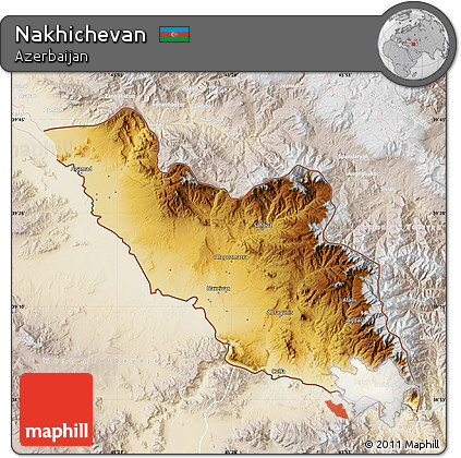 Physical Map of Nakhichevan, lighten