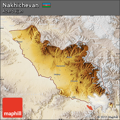 Physical Map of Nakhichevan, lighten
