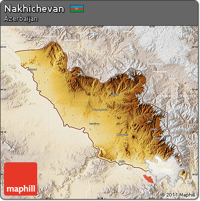 Physical Map of Nakhichevan, lighten