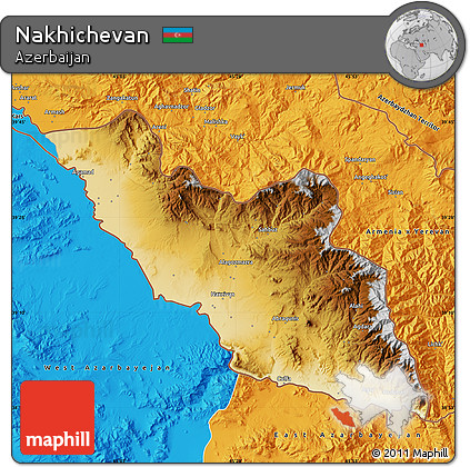 Physical Map of Nakhichevan, political outside