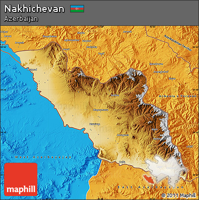 Physical Map of Nakhichevan, political outside