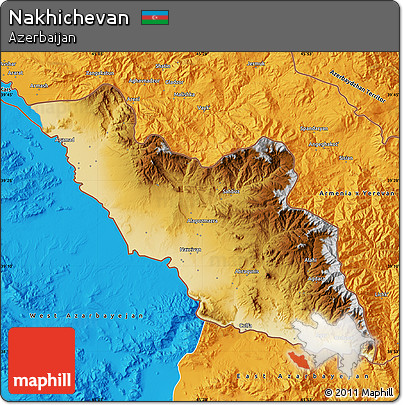 Physical Map of Nakhichevan, political outside