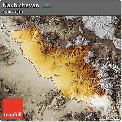 Physical Map of Nakhichevan, semi-desaturated