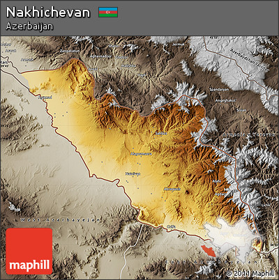 Physical Map of Nakhichevan, semi-desaturated