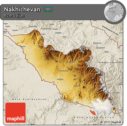 Physical Map of Nakhichevan, shaded relief outside