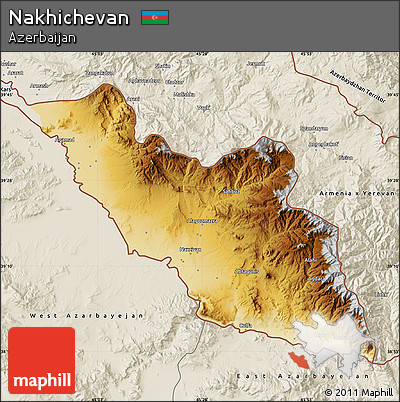 Physical Map of Nakhichevan, shaded relief outside