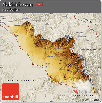 Physical Map of Nakhichevan, shaded relief outside