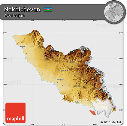 Physical Map of Nakhichevan, single color outside
