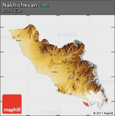 Physical Map of Nakhichevan, single color outside