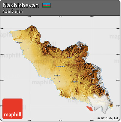 Physical Map of Nakhichevan, single color outside